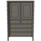 38" Unfinished 2 Door 5 Drawer Vintage Bamboo Style Hutch #08840