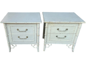 24" Unfinished 2 Drawer Thomasville Vintage Bamboo Style Nightstand Set of 2 #08289