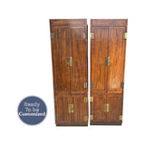 52" Unfinished 8 Door Vintage Henredon 2-Piece Hutch Set #08516
