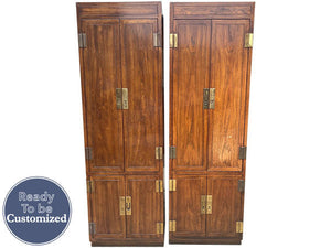 52" Unfinished 8 Door Vintage Henredon 2-Piece Hutch Set #08516