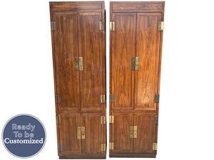 52" Unfinished 8 Door Vintage Henredon 2-Piece Hutch Set #08219