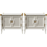 27.5" Unfinished 2 Door Vintage Bamboo Style Side Table Set of 2 #08833