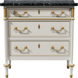 31.5" Unfinished 3 Drawer Vintage Marble Top Dresser #08758