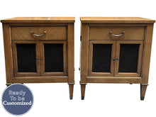 Load image into Gallery viewer, 22&quot; Unfinished 1 Drawer 2 Door Century Vintage Nightstand Set of 2 #08397
