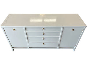 62" Finished Dover White Exterior With Cali Yellow Interior 4 Drawer 2 Door Vintage Buffet #08200