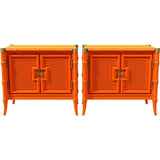 27.5" Unfinished 2 Door Vintage Bamboo Style Side Table Set of 2 #08833