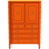 38" Unfinished 2 Door 5 Drawer Vintage Bamboo Style Hutch #08840