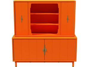 67" Unfinished 4 Door Vintage Hutch #08535