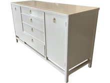 Load image into Gallery viewer, 62&quot; Finished Dover White Exterior With Cali Yellow Interior 4 Drawer 2 Door Vintage Buffet #08200
