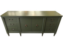 Load image into Gallery viewer, 72&quot; Finished Spade Satin 6 Drawer 2 Door Century Vintage Buffet #08376
