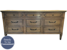 Load image into Gallery viewer, 64&quot; Unfinished 9 Drawer Vintage Dresser #08416
