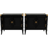 27.5" Unfinished 2 Door Vintage Bamboo Style Side Table Set of 2 #08833