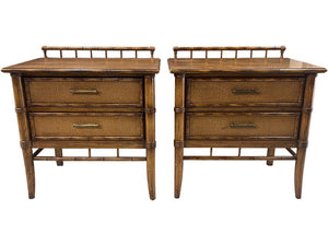 26" Unfinished 2 Drawer Vintage Bamboo Style Nightstand Set Of 2 #08313