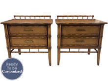 Load image into Gallery viewer, 26&quot; Unfinished 2 Drawer Vintage Bamboo Style Nightstand Set Of 2 #08313
