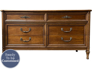 61" Unfinished 9 Drawer Henredon Fine Furniture Vintage Dresser #08294