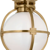 Gracie 10" Captured Globe Flush Mount with White Glass