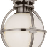 Gracie 7" Captured Globe Flush Mount with White Glass