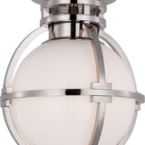 Gracie 7" Captured Globe Flush Mount with White Glass