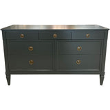 56" Finished Hunter Satin 7 Drawer Century Vintage Dresser #08548