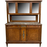 58" Unfinished 2 Door 2 Drawer Vintage Marble Top Hutch #08911