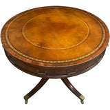 36" Unfinished Vintage Drum Table Leather Top #09009
