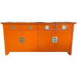 72" Finished Electric Orange 4 Door 4 Drawer Henredon Vintage Buffet #08880
