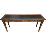 72" Unfinished 3 Drawer Vintage Console Leather Top #08839