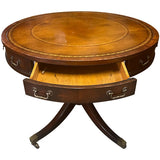 36" Unfinished Vintage Drum Table Leather Top #09009