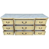 74.5" Unfinished 9 Drawer Romweber Vintage Marble Top Dresser #08887