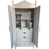 37" Finished 2 Door 2 Drawer Century Vintage Bamboo Style Hutch #08809
