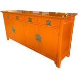 72" Finished Electric Orange 4 Door 4 Drawer Henredon Vintage Buffet #08880