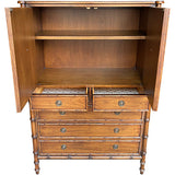 38" Unfinished 2 Door 5 Drawer Vintage Bamboo Style Hutch #08840