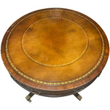 36" Unfinished Vintage Drum Table Leather Top #09009