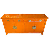 72" Finished Electric Orange 4 Door 4 Drawer Henredon Vintage Buffet #08880