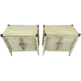 27.5" Unfinished 2 Door Vintage Bamboo Style Side Table Set of 2 #08833