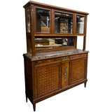58" Unfinished 2 Door 2 Drawer Vintage Marble Top Hutch #08911