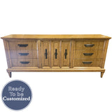 77" Unfinished 2 Door 6 Drawer Vintage Buffet #08837