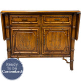 35.5"-62.5" Unfinished 2 Door 2 Drawer Vintage Bamboo Style Bar Cart #08974