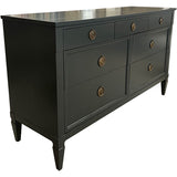 56" Finished Hunter Satin 7 Drawer Century Vintage Dresser #08548
