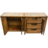 66" Unfinished 4 Door Vintage Marble Top Buffet #08936