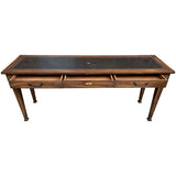 72" Unfinished 3 Drawer Vintage Console Leather Top #08839