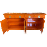 72" Finished Electric Orange 4 Door 4 Drawer Henredon Vintage Buffet #08880