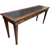72" Unfinished 3 Drawer Vintage Console Leather Top #08839