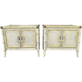27.5" Unfinished 2 Door Vintage Bamboo Style Side Table Set of 2 #08833