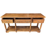 65" Unfinished 3 Drawer Furniture Vintage Console Table #08830