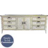 75" Unfinished 6 Drawer 2 Door Vintage Bamboo Style Buffet #08832