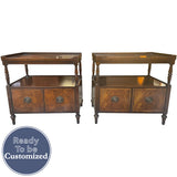 26" Unfinished 2 Door Vintage Side Table Set of 2 #08826