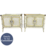 27.5" Unfinished 2 Door Vintage Bamboo Style Side Table Set of 2 #08833