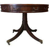 36" Unfinished Vintage Drum Table Leather Top #09009