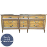 77" Unfinished 9 Drawer Henredon Vintage Dresser #08802
